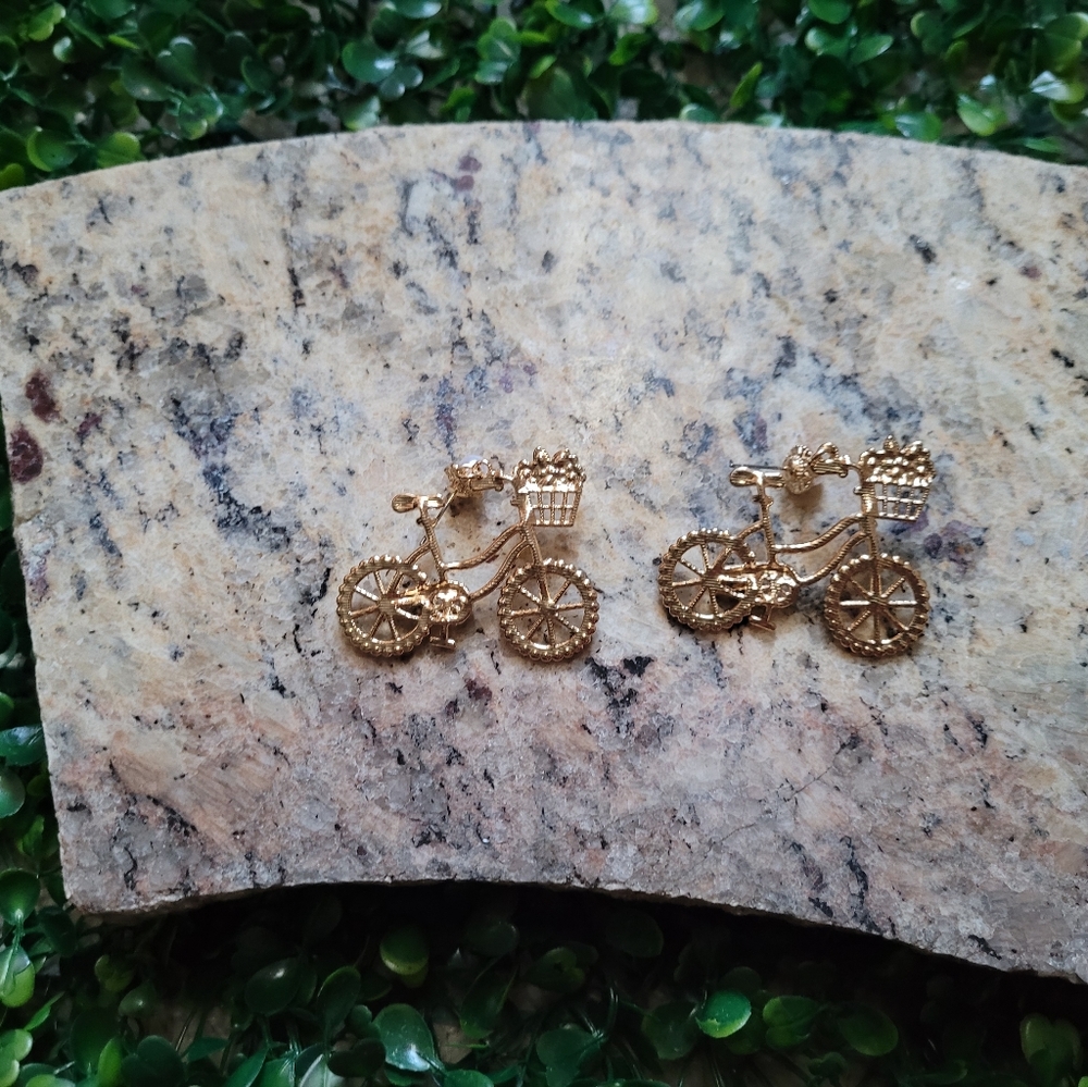 Blue & Gold Bike Rhinestone Earring✨️ - Picture 7 of 7